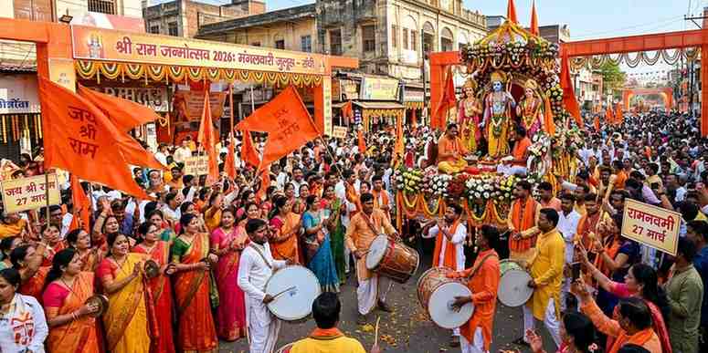 भगवान राम का दरबार और रामनवमी जन्मोत्सव की सजावट